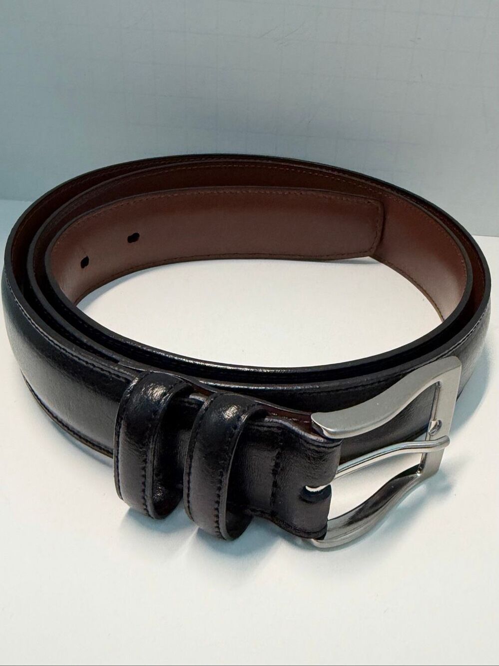 Perry Ellis Black Leather Belt Mens Size 46